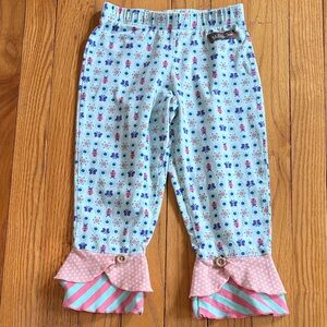 Matilda Jane Girls Size 4 Pants Bug Print Ladybug Butterfly Ruffle Cuff Boutique